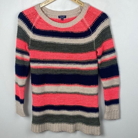 Splendid Lambswool Cashmere Bleeker Striped Sweater Size XS Pink Green Jumper - Picture 3 of 10